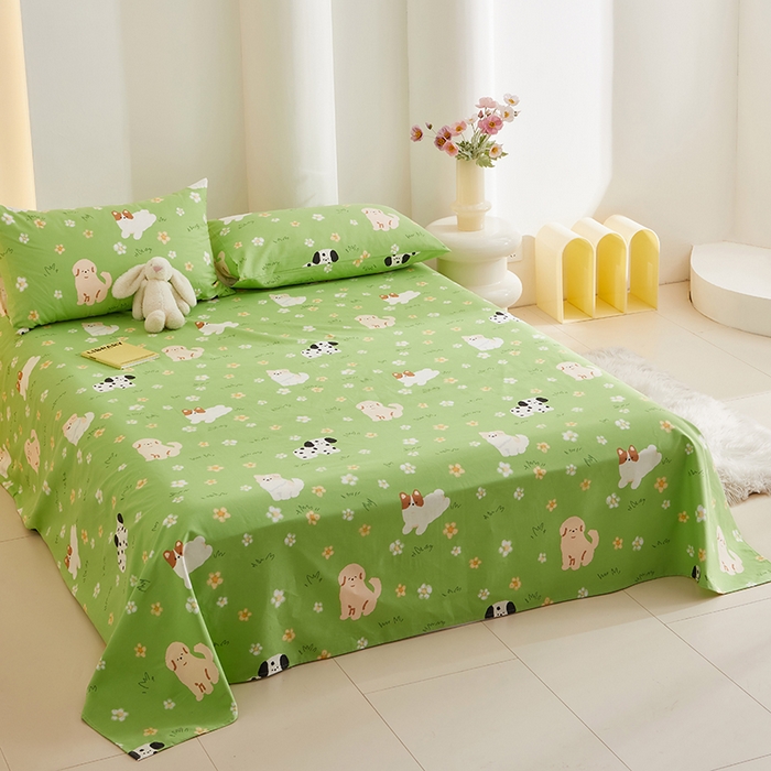 91家纺网 家纺一手货源 找家纺 怡家居 2024新款A类老粗布枕套床单床笠单品组合三件套 童趣