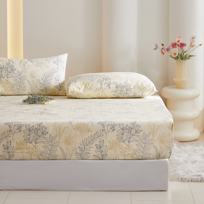 91家纺网 家纺一手货源 找家纺 怡家居 2024新款A类老粗布枕套床单床笠单品组合三件套 曼茵-蓝