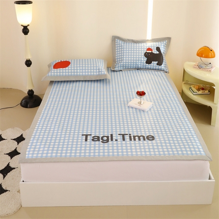 JUICY 橘滋家纺 2024新款高级感卡通可爱数码印花冰丝席（场景二） 苹果与猫