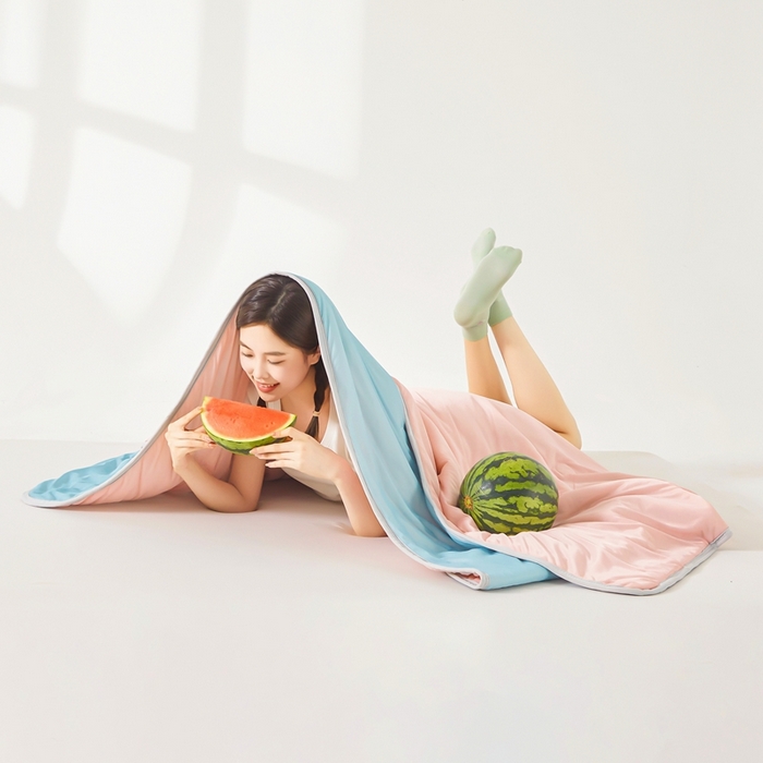 91家纺网 家纺一手货源 找家纺 美梦里 2025新款凉感丝夏被西瓜被夏凉被瓜瓜空调被子 夏日蜜瓜