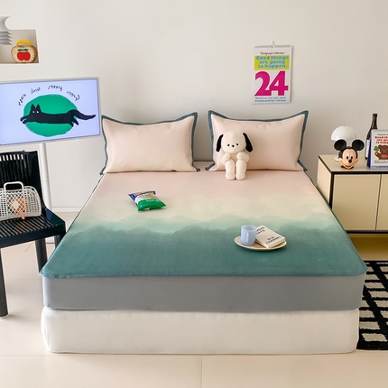 昔可家纺 2024新款冰藤席床笠款--晕染系列 晕染绿