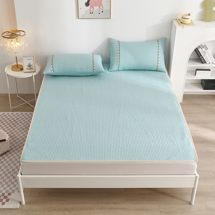 91家纺网 家纺一手货源 找家纺 金艾草 2024新款全棉防滑床垫 蔚蓝