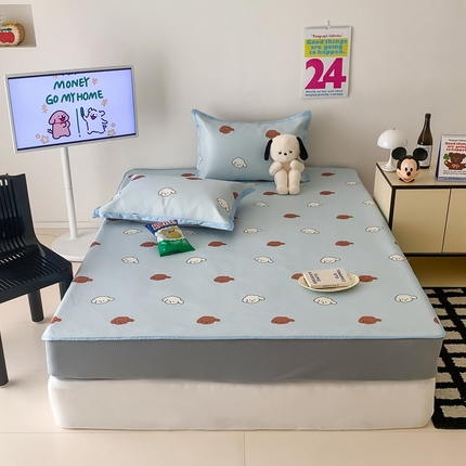 91家纺网 家纺一手货源 找家纺 昔可家纺 2024新款冰藤席床笠款--卡通系列 小棕狗狗