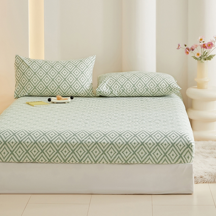 91家纺网 家纺一手货源 找家纺 怡家居 2024新款A类老粗布枕套床单床笠单品组合三件套 时光韵律