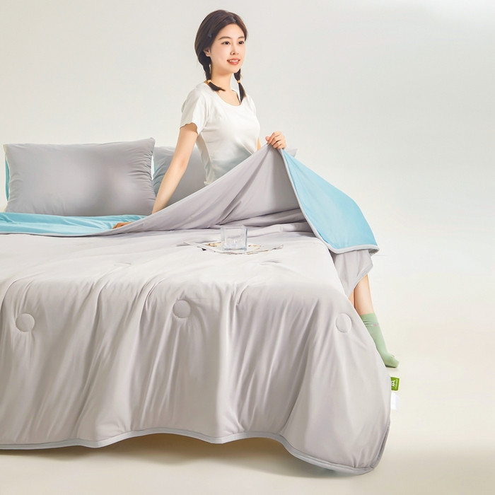 91家纺网 家纺一手货源 找家纺 美梦里 2025新款凉感丝夏被西瓜被夏凉被瓜瓜空调被子 海盐啵啵