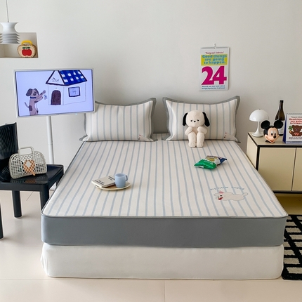 昔可家纺 2024新款大版数码印花冰藤席床笠款 樱桃萌宠