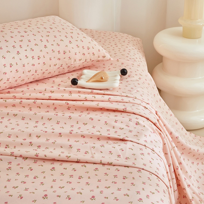 91家纺网 家纺一手货源 找家纺 怡家居 2024新款A类老粗布枕套床单床笠单品组合三件套 曼妙花