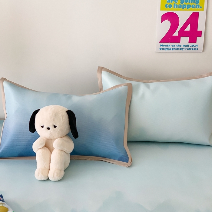 91家纺网 家纺一手货源 找家纺 昔可家纺 2024新款冰藤席床笠款--晕染系列 晕染蓝