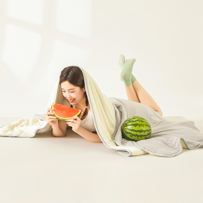 91家纺网 家纺一手货源 找家纺 美梦里 2025新款凉感丝夏被西瓜被夏凉被瓜瓜空调被子 椰奶冻冻