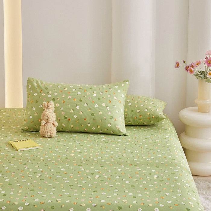 91家纺网 家纺一手货源 找家纺 怡家居 2024新款A类老粗布枕套床单床笠单品组合三件套 似锦