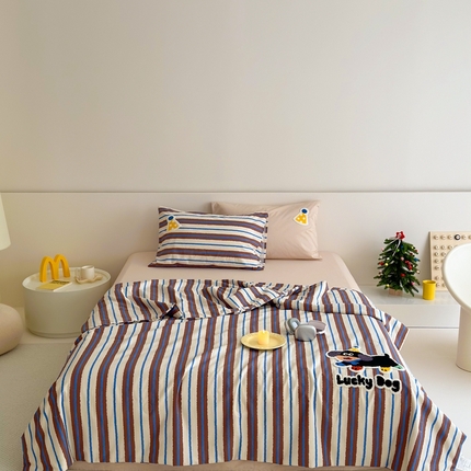 珺柔家纺 2024新款毛巾绣三角针夏被四件套 幸运小狗