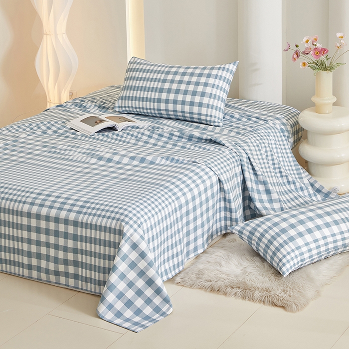 91家纺网 家纺一手货源 找家纺 怡家居 2024新款A类老粗布枕套床单床笠单品组合三件套 克洛伊