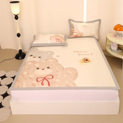 91家纺网 家纺一手货源 找家纺 （总）JUICY 橘滋家纺 2024新款高级感卡通可爱数码印花冰丝席（场景二）