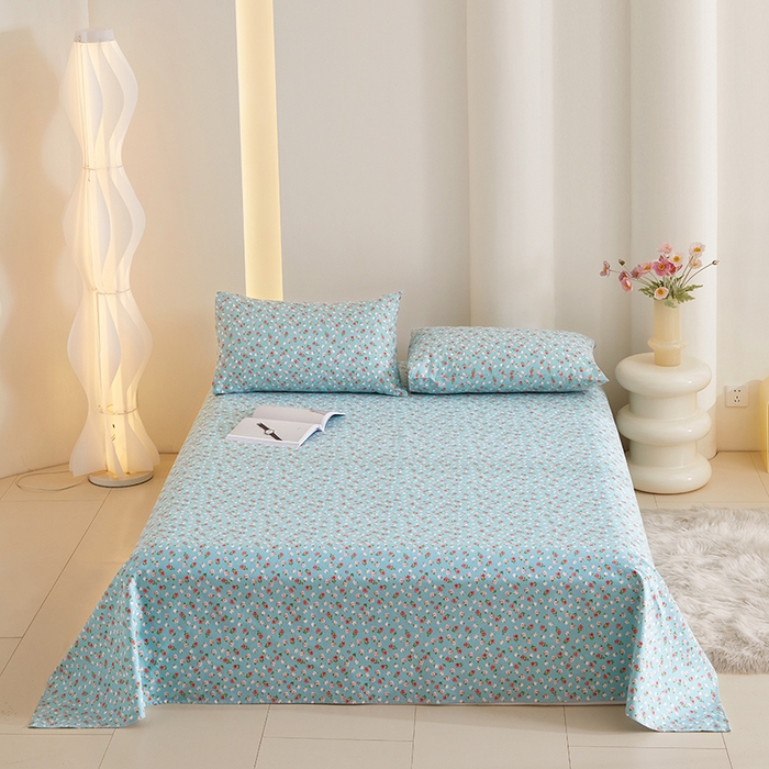 91家纺网 家纺一手货源 找家纺 怡家居 2024新款A类老粗布枕套床单床笠单品组合三件套 浅语