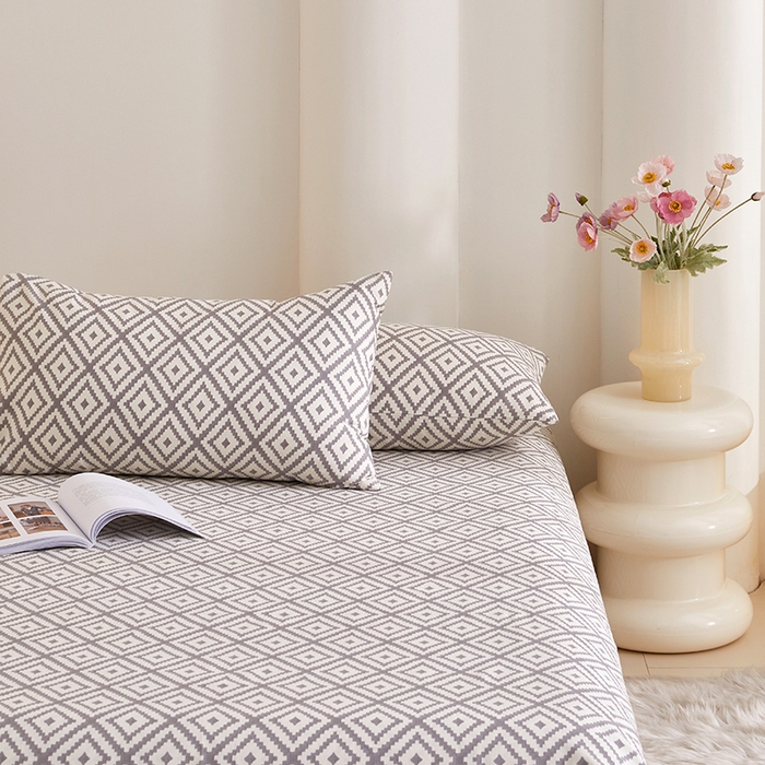 91家纺网 家纺一手货源 找家纺 怡家居 2024新款A类老粗布枕套床单床笠单品组合三件套 印象都市