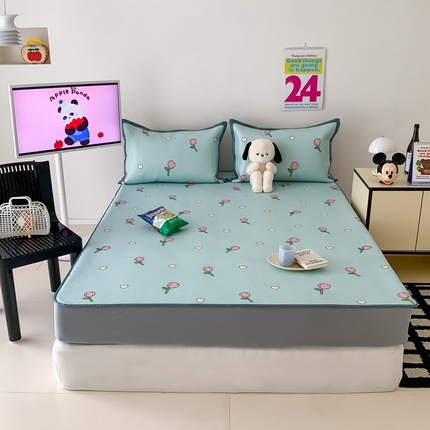 昔可家纺 2024新款冰藤席床笠款--卡通系列 爱心郁金香