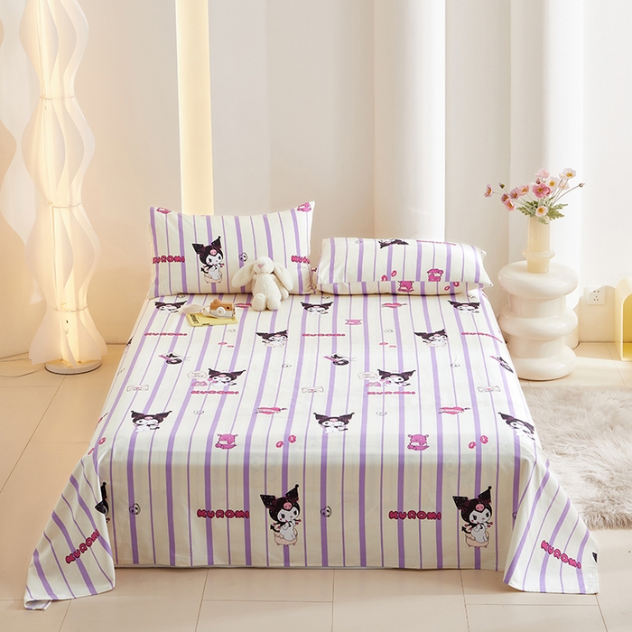 91家纺网 家纺一手货源 找家纺 怡家居 2024新款A类老粗布枕套床单床笠单品组合三件套 库洛米