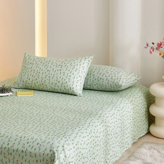 91家纺网 家纺一手货源 找家纺 怡家居 2024新款A类老粗布枕套床单床笠单品组合三件套 倾心