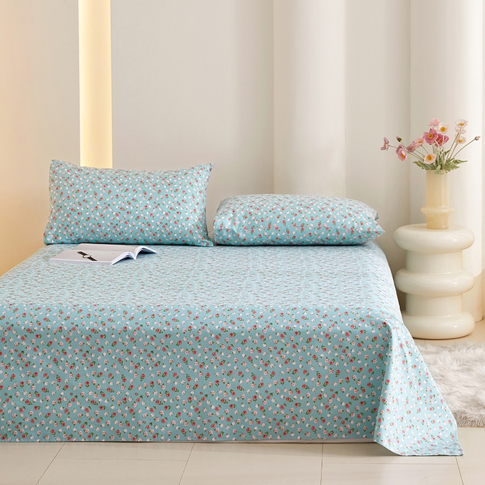 91家纺网 家纺一手货源 找家纺 怡家居 2024新款A类老粗布枕套床单床笠单品组合三件套 浅语