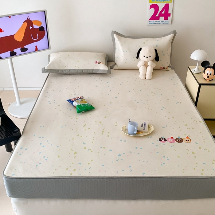 91家纺网 家纺一手货源 找家纺 （总）昔可家纺 2024新款大版数码印花冰藤席床笠款