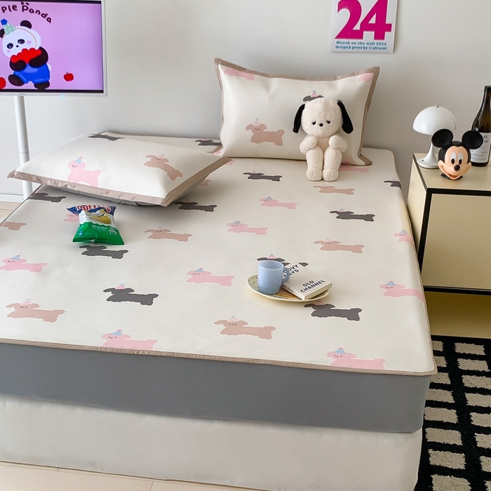 91家纺网 家纺一手货源 找家纺 昔可家纺 2024新款冰藤席床笠款--卡通系列 生日帽狗狗