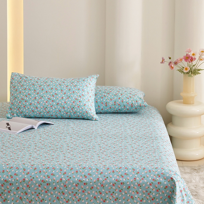 91家纺网 家纺一手货源 找家纺 怡家居 2024新款A类老粗布枕套床单床笠单品组合三件套 浅语