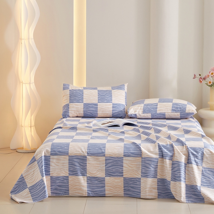 91家纺网 家纺一手货源 找家纺 怡家居 2024新款A类老粗布枕套床单床笠单品组合三件套 西亚