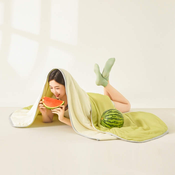 91家纺网 家纺一手货源 找家纺 美梦里 2025新款凉感丝夏被西瓜被夏凉被瓜瓜空调被子 清爽柠檬