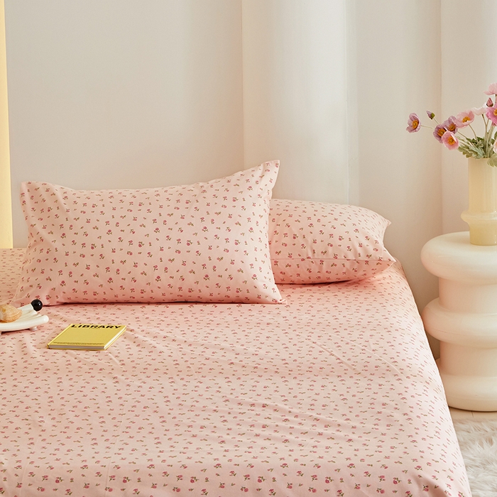 91家纺网 家纺一手货源 找家纺 怡家居 2024新款A类老粗布枕套床单床笠单品组合三件套 曼妙花