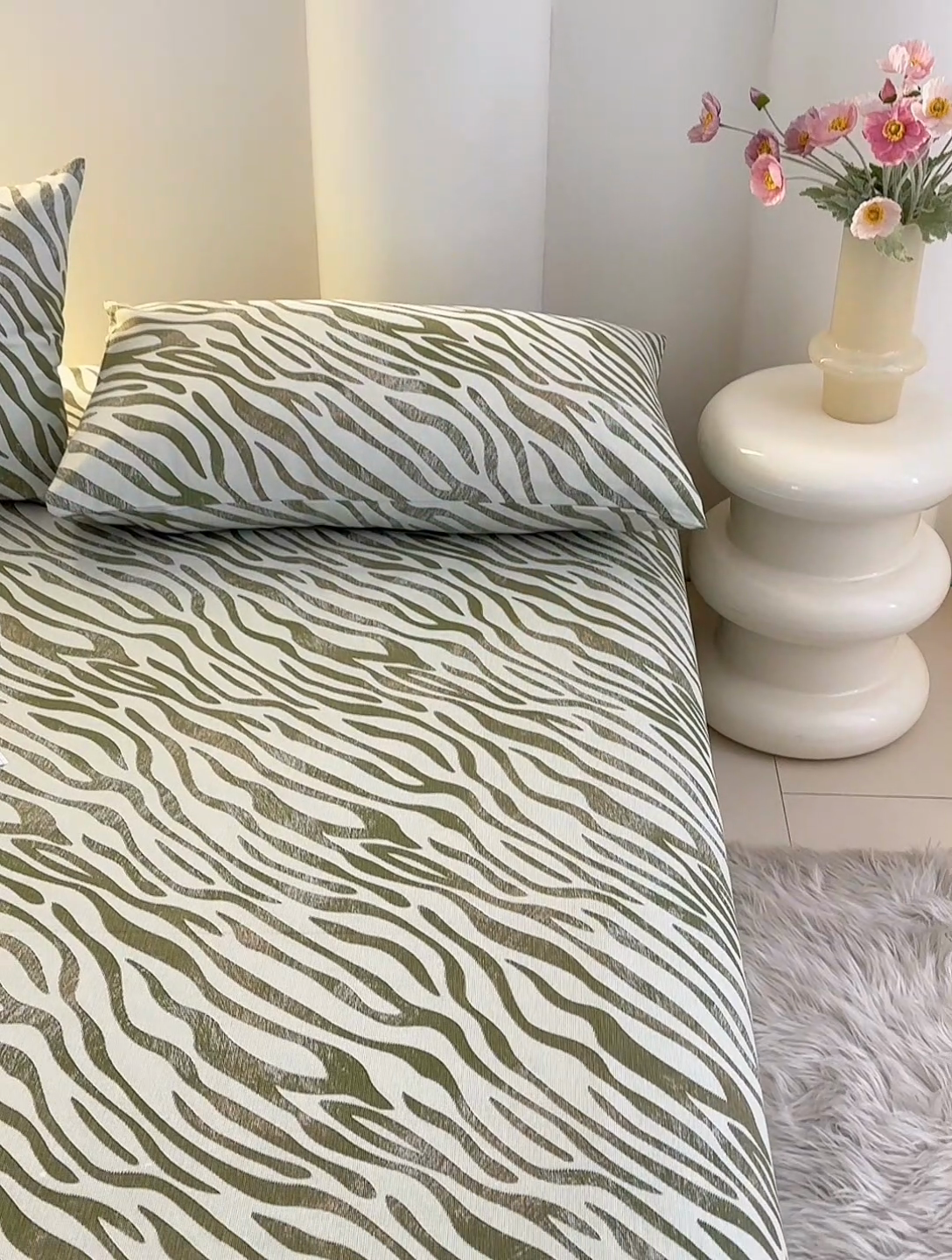 91家纺网 家纺一手货源 找家纺 怡家居 2024新款A类老粗布枕套床单床笠单品组合三件套 莱思-绿