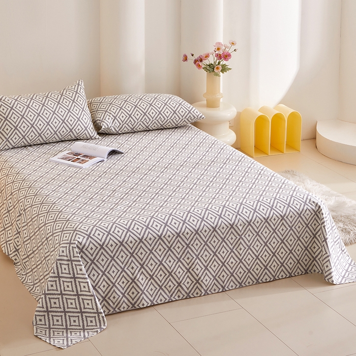 91家纺网 家纺一手货源 找家纺 怡家居 2024新款A类老粗布枕套床单床笠单品组合三件套 印象都市