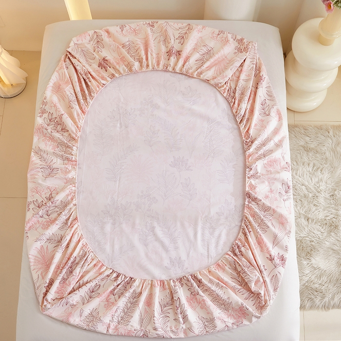 91家纺网 家纺一手货源 找家纺 怡家居 2024新款A类老粗布枕套床单床笠单品组合三件套 曼茵-粉