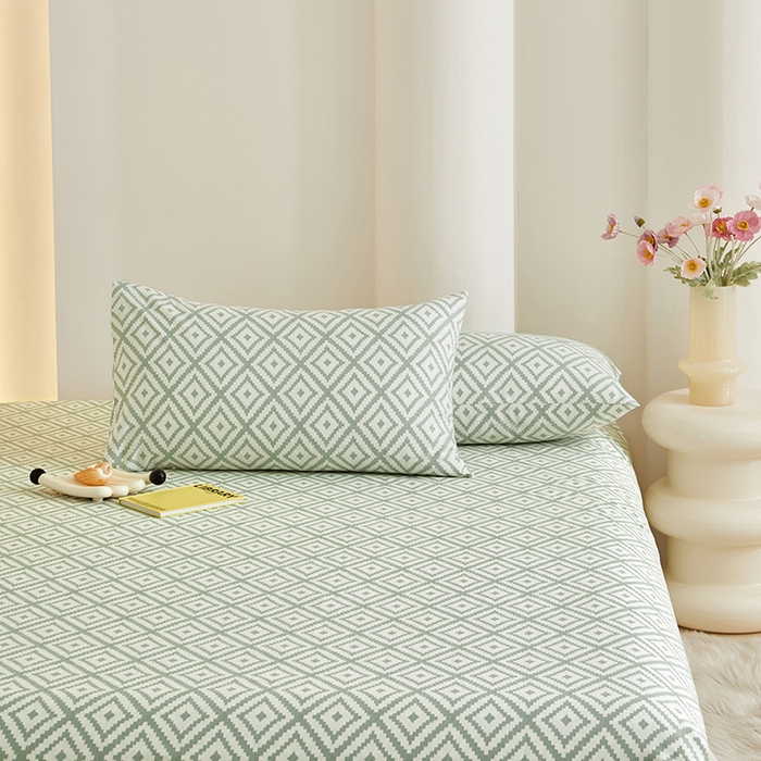 91家纺网 家纺一手货源 找家纺 怡家居 2024新款A类老粗布枕套床单床笠单品组合三件套 时光韵律