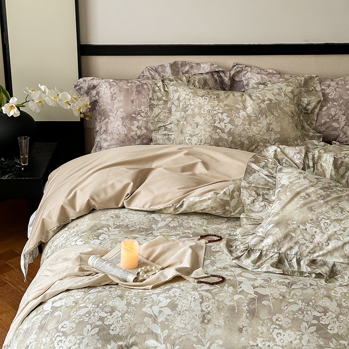 91家纺网 家纺一手货源 找家纺 （总）窝米 2024春夏13376法式复古大花边数码款四件套系列