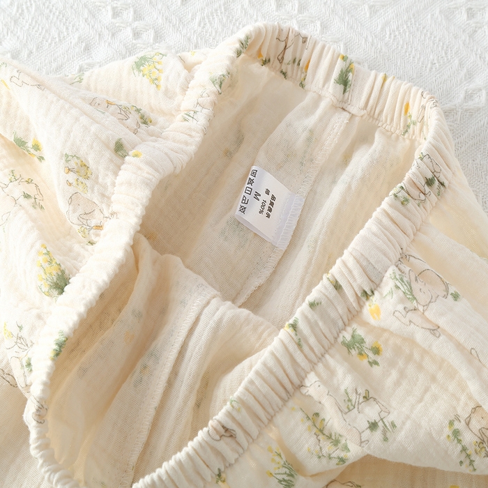 91家纺网 家纺一手货源 找家纺 洛兰沙家居馆【只代发】【只代发】 2024新款夏季绉布吊带套装 田园兔