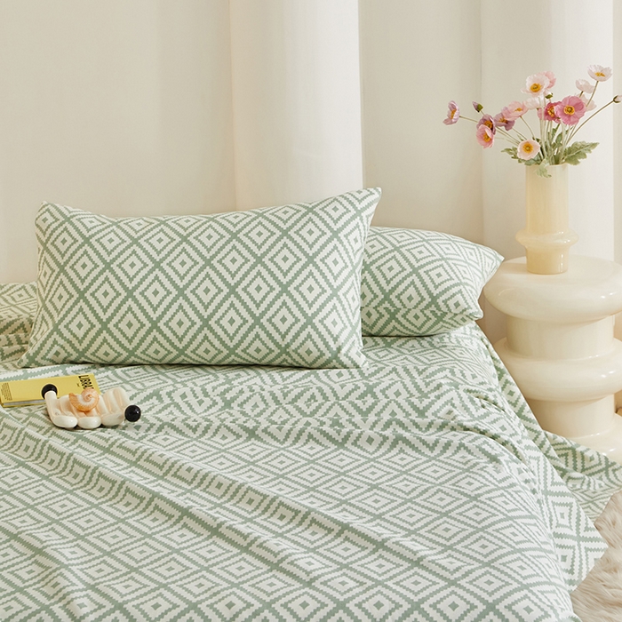 91家纺网 家纺一手货源 找家纺 怡家居 2024新款A类老粗布枕套床单床笠单品组合三件套 时光韵律