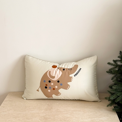 FORTWO家纺原创设计 2024新款50S长绒棉数码印花枕套 可爱象