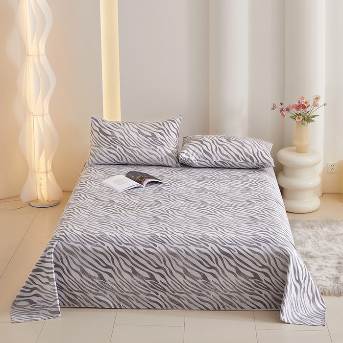 91家纺网 家纺一手货源 找家纺 怡家居 2024新款A类老粗布枕套床单床笠单品组合三件套 莱思-灰