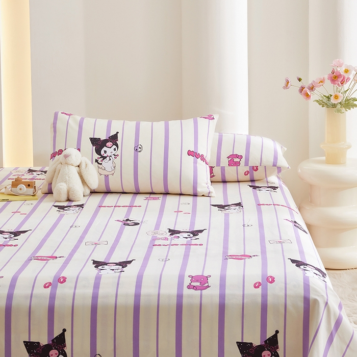 91家纺网 家纺一手货源 找家纺 怡家居 2024新款A类老粗布枕套床单床笠单品组合三件套 库洛米