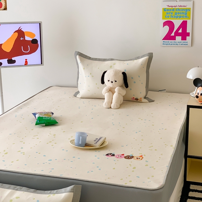 91家纺网 家纺一手货源 找家纺 昔可家纺 2024新款大版数码印花冰藤席床笠款 缤纷曲奇