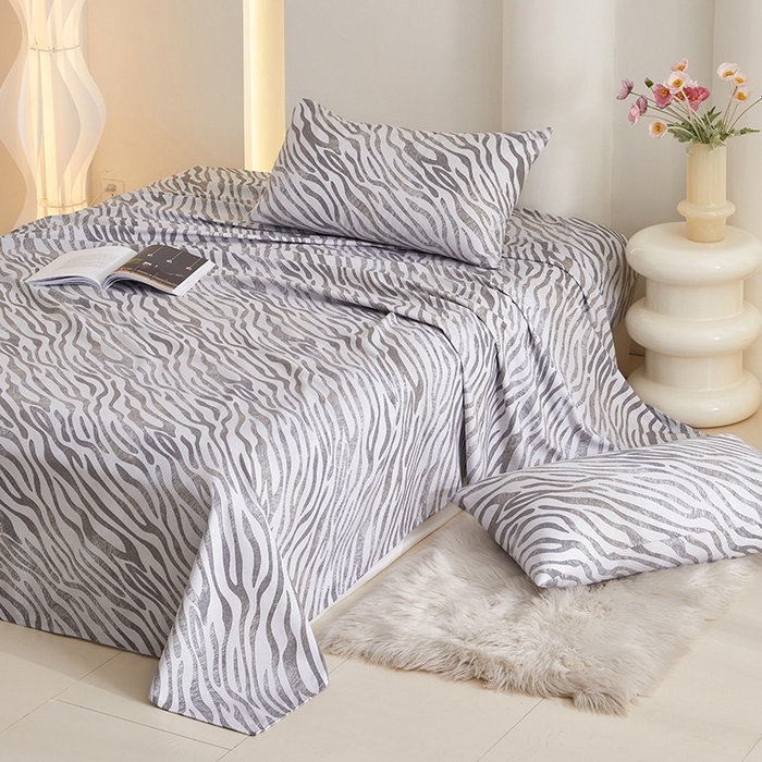 91家纺网 家纺一手货源 找家纺 怡家居 2024新款A类老粗布枕套床单床笠单品组合三件套 莱思-灰