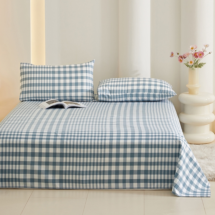 91家纺网 家纺一手货源 找家纺 怡家居 2024新款A类老粗布枕套床单床笠单品组合三件套 克洛伊