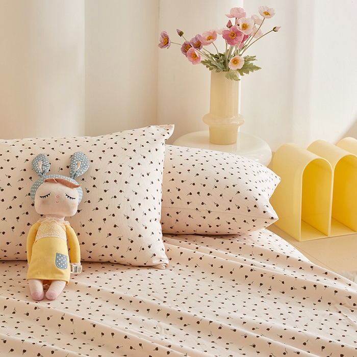 91家纺网 家纺一手货源 找家纺 怡家居 2024新款A类老粗布枕套床单床笠单品组合三件套 晨晓