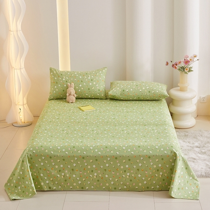 怡家居 2024新款A类老粗布枕套床单床笠单品组合三件套 似锦