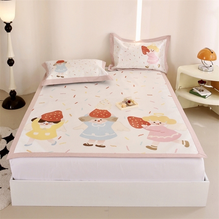 JUICY 橘滋家纺 2024新款高级感卡通可爱数码印花冰丝席（场景二） 草莓女孩