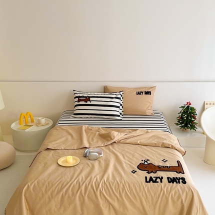 珺柔家纺 2024新款毛巾绣三角针夏被四件套 顽皮喵喵