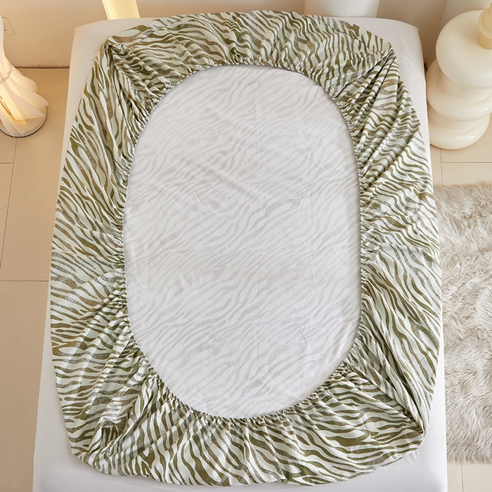 91家纺网 家纺一手货源 找家纺 怡家居 2024新款A类老粗布枕套床单床笠单品组合三件套 莱思-绿