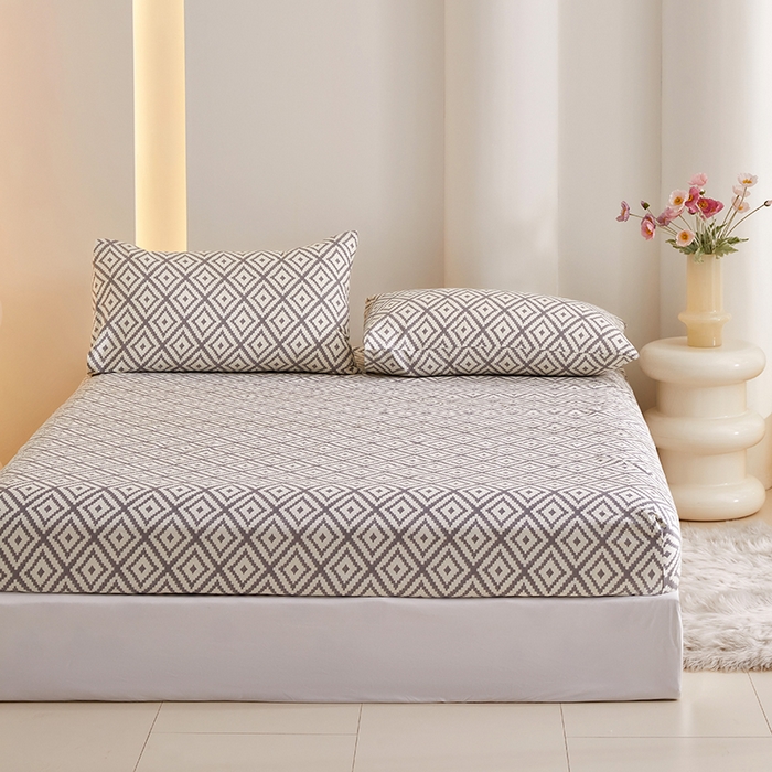 91家纺网 家纺一手货源 找家纺 怡家居 2024新款A类老粗布枕套床单床笠单品组合三件套 印象都市