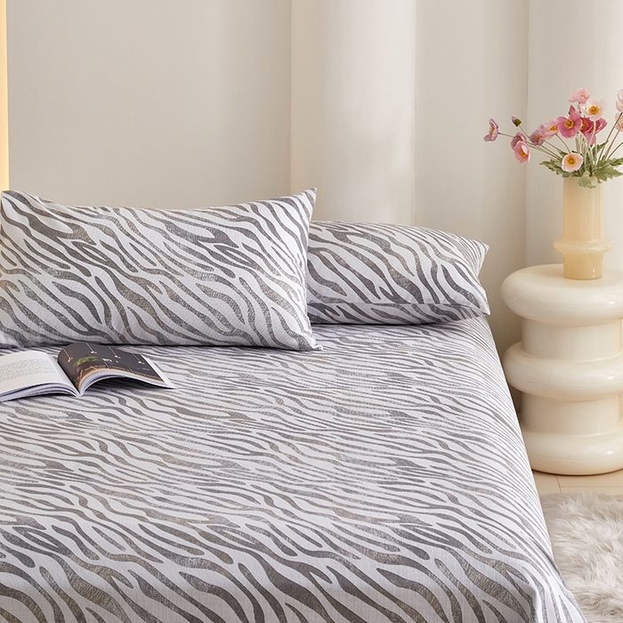 91家纺网 家纺一手货源 找家纺 怡家居 2024新款A类老粗布枕套床单床笠单品组合三件套 莱思-灰