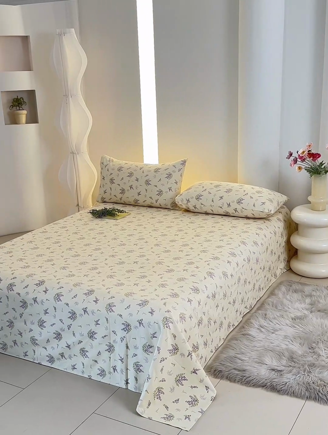 91家纺网 家纺一手货源 找家纺 怡家居 2024新款A类老粗布枕套床单床笠单品组合三件套 紫色香氛